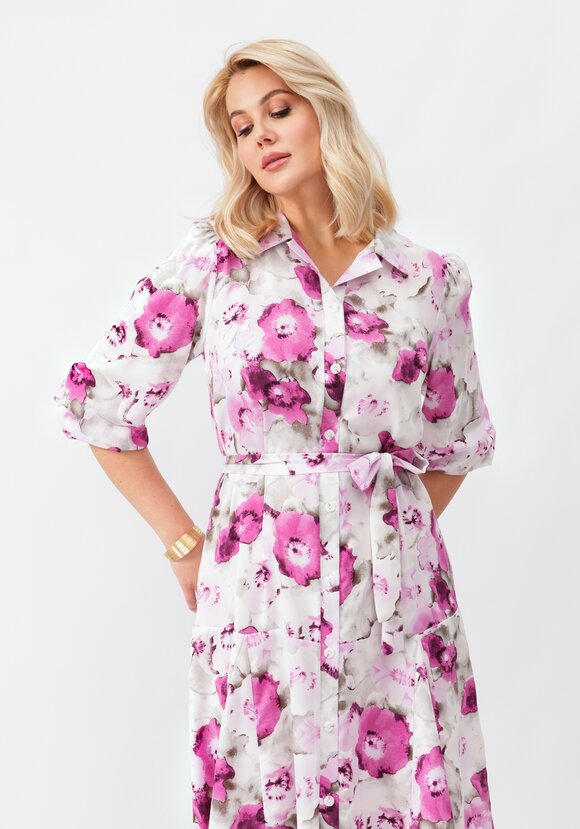 Платье на пуговицах с оригинальным принтом шир.  580, рис. 2