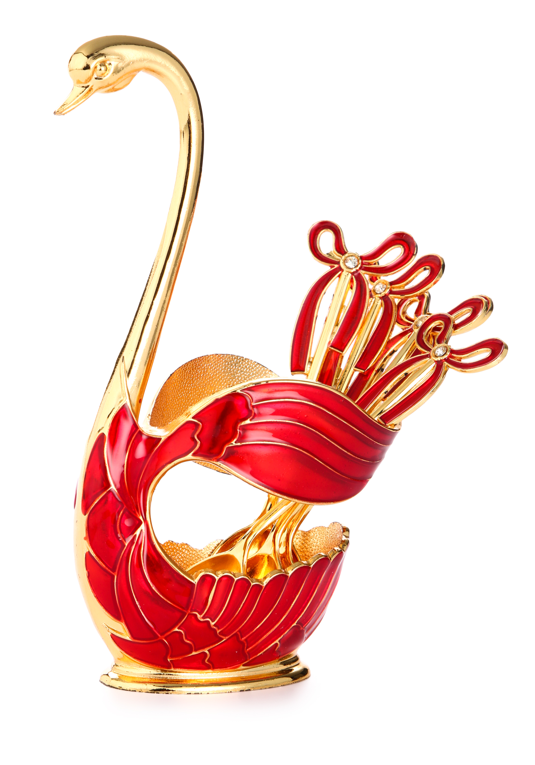 Набор ложек на подставке "Королевский лебедь", цвет красный