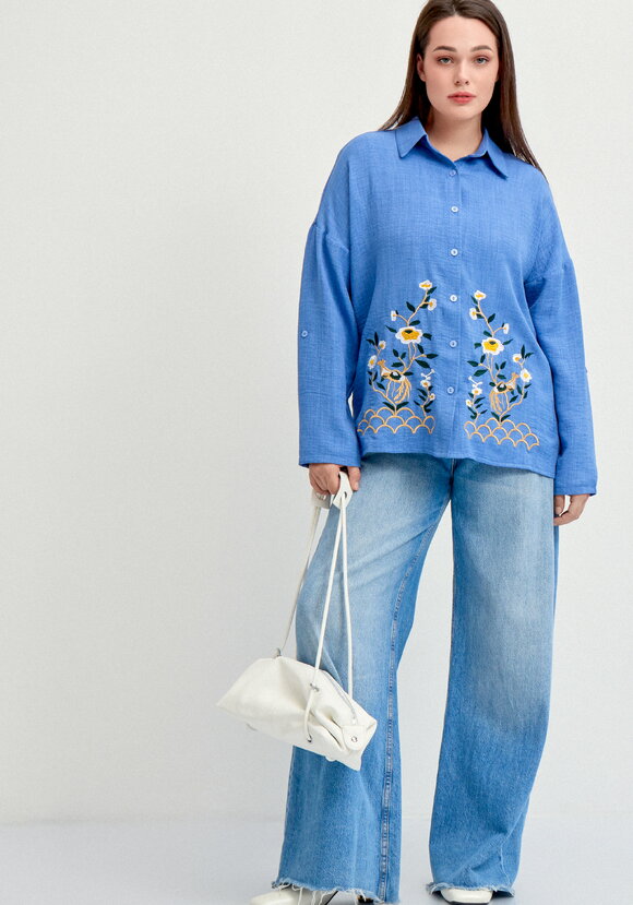 Рубашка с цветочной вышивкой по низу шир.  580, рис. 9