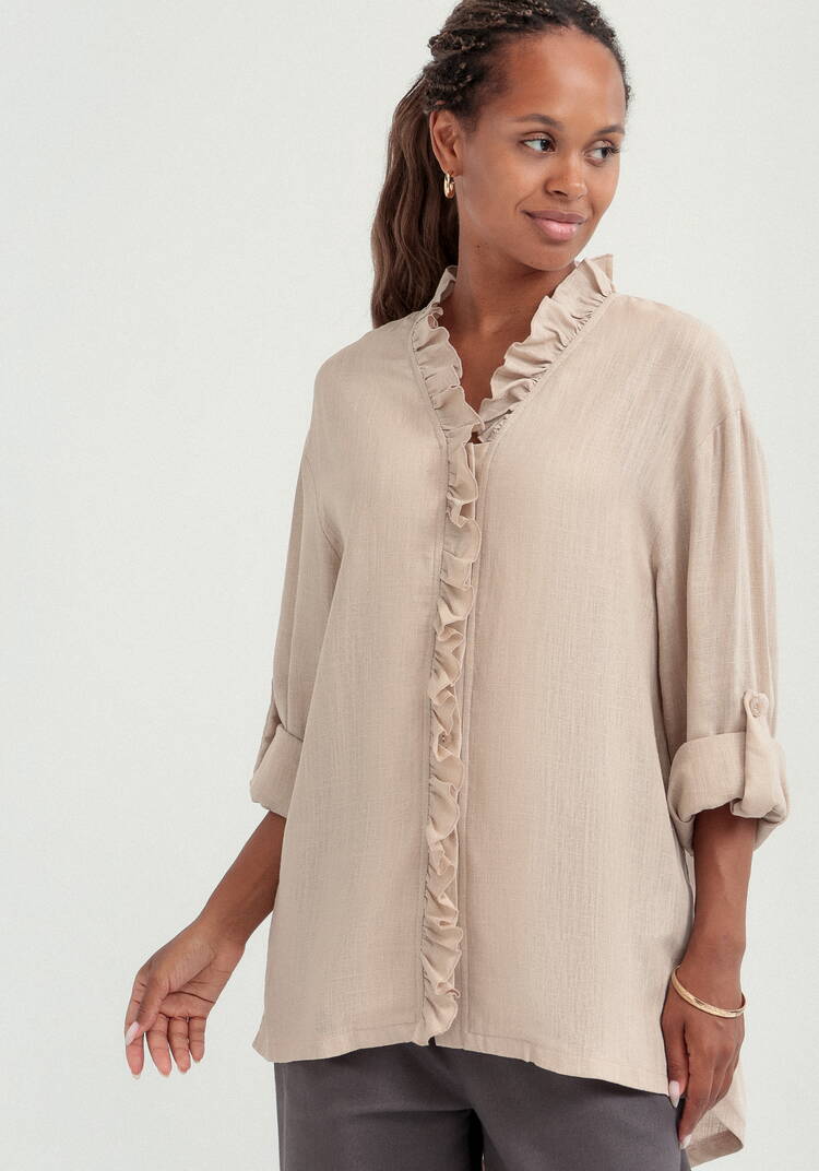 Блуза с рюшей по борту и горловине шир.  750, рис. 15