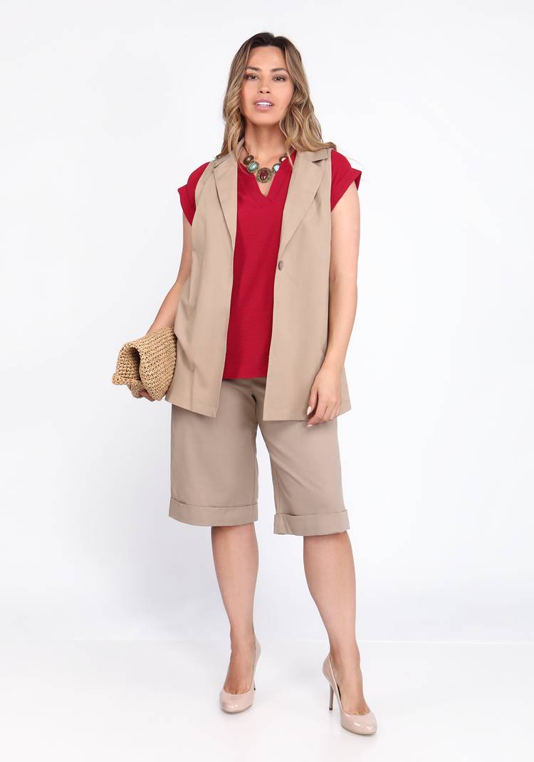 Жилет однотонный на пуговицах шир.  750, рис. 5