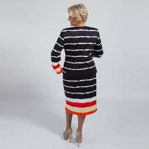 Костюм: жакет и юбка с принтом «полоска» Elletto, размер 58 - фото 2