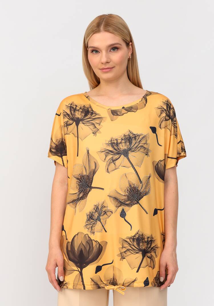 Блуза со стразами и цветочным принтом шир.  750, рис. 29