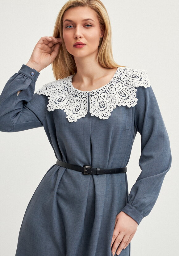 Платье свободного кроя с кружевным воротником шир.  580, рис. 19