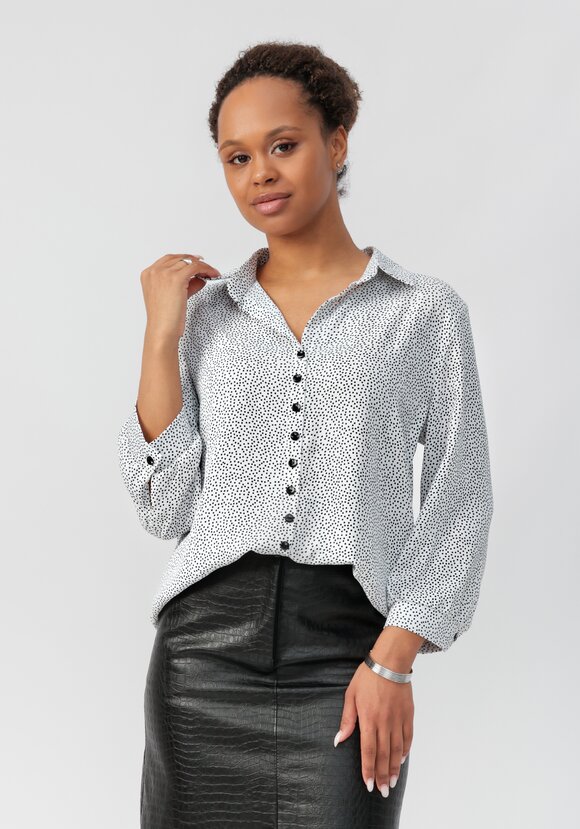 Блуза в горох с декоративными пуговицами шир.  580, рис. 1