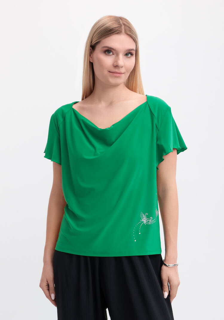 Блуза с оригинальным рукавом и стразами шир.  750, рис. 15