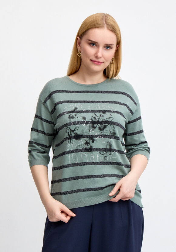 Блуза в полоску с принтом шир.  580, рис. 7