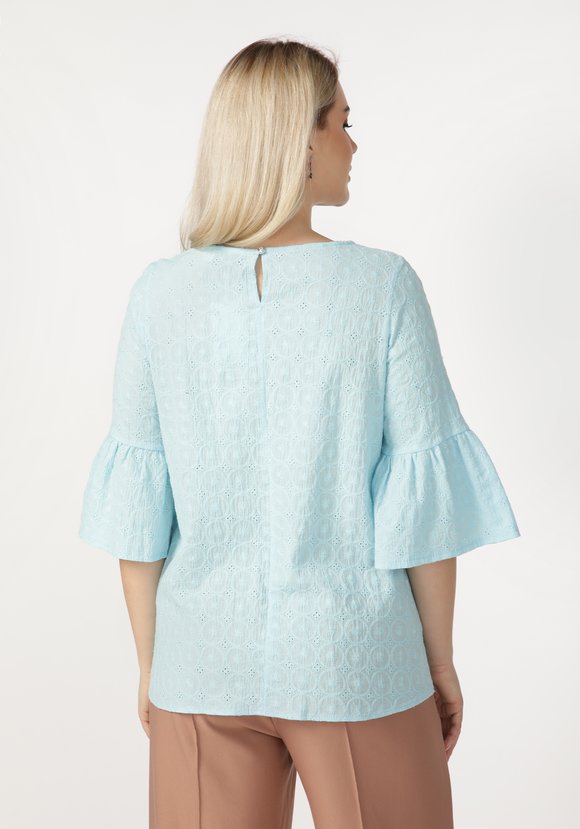 Блуза из шитья с воланом по низу рукава шир.  580, рис. 12