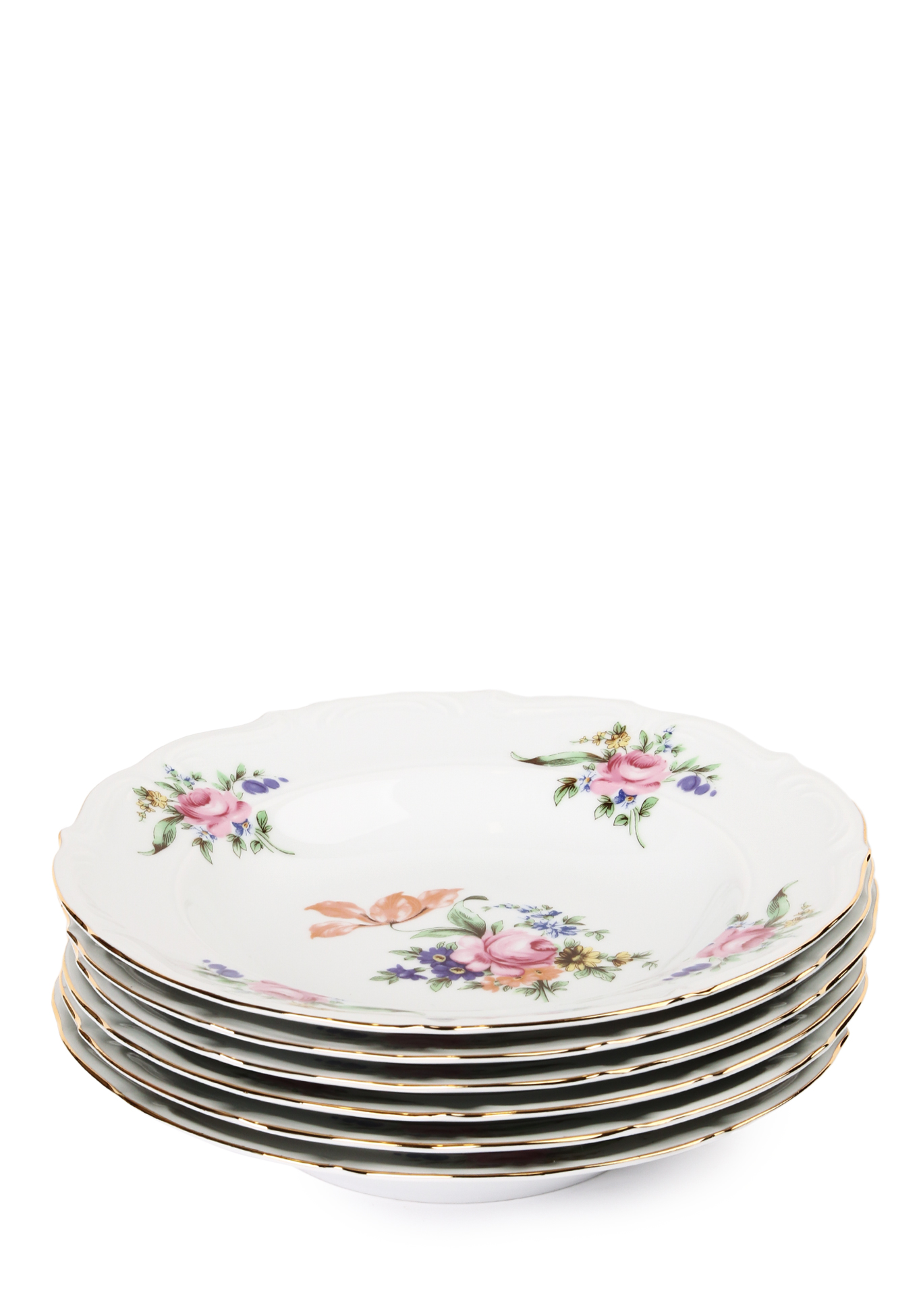 цена Набор глубоких тарелок из чешского фарфора