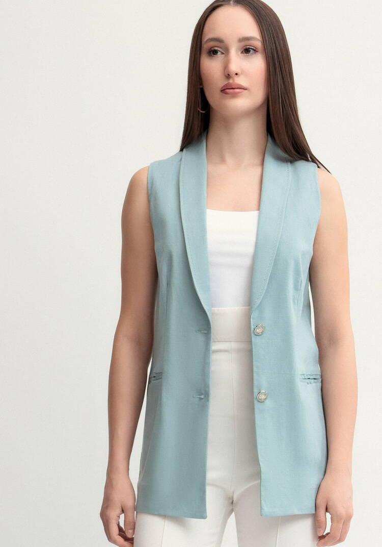 Жилет изо льна на пуговицах шир.  750, рис. 11