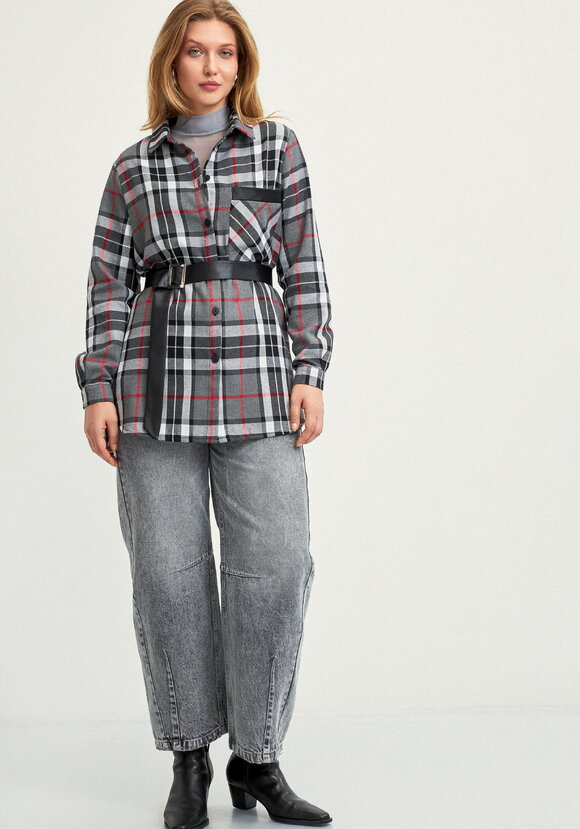 Рубашка в клетку с поясом шир.  580, рис. 2