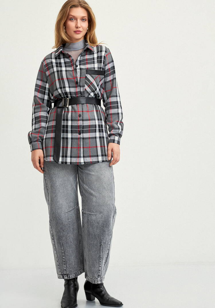 Рубашка в клетку с поясом шир.  750, рис. 2