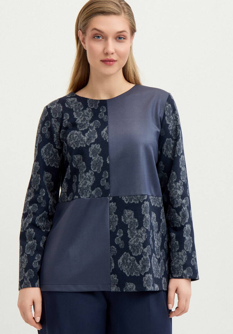 Блуза из комбинированной ткaни шир.  750, рис. 9