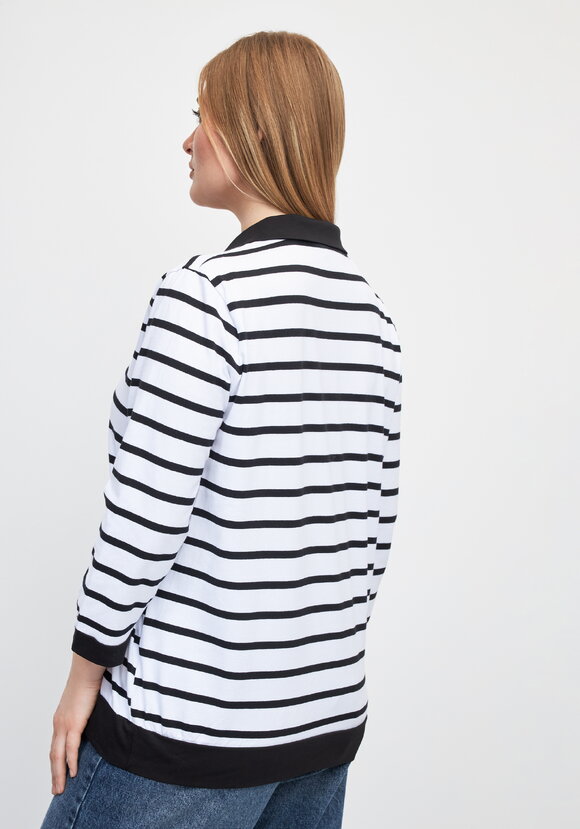 Поло в полоску с декоративной пуговицей шир.  580, рис. 3