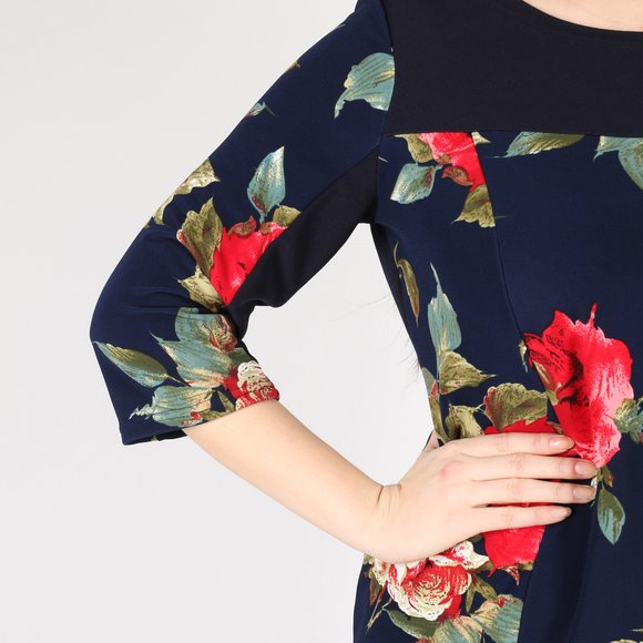 Платье с круглым вырезом и цветочным принтом шир.  580, рис. 7