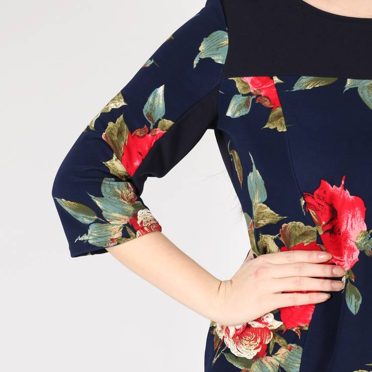 Платье с круглым вырезом и цветочным принтом шир.  750, рис. 7