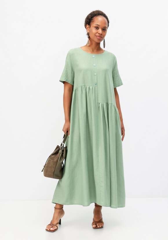 Платье с декоративной планкой и пуговицами шир.  580, рис. 17