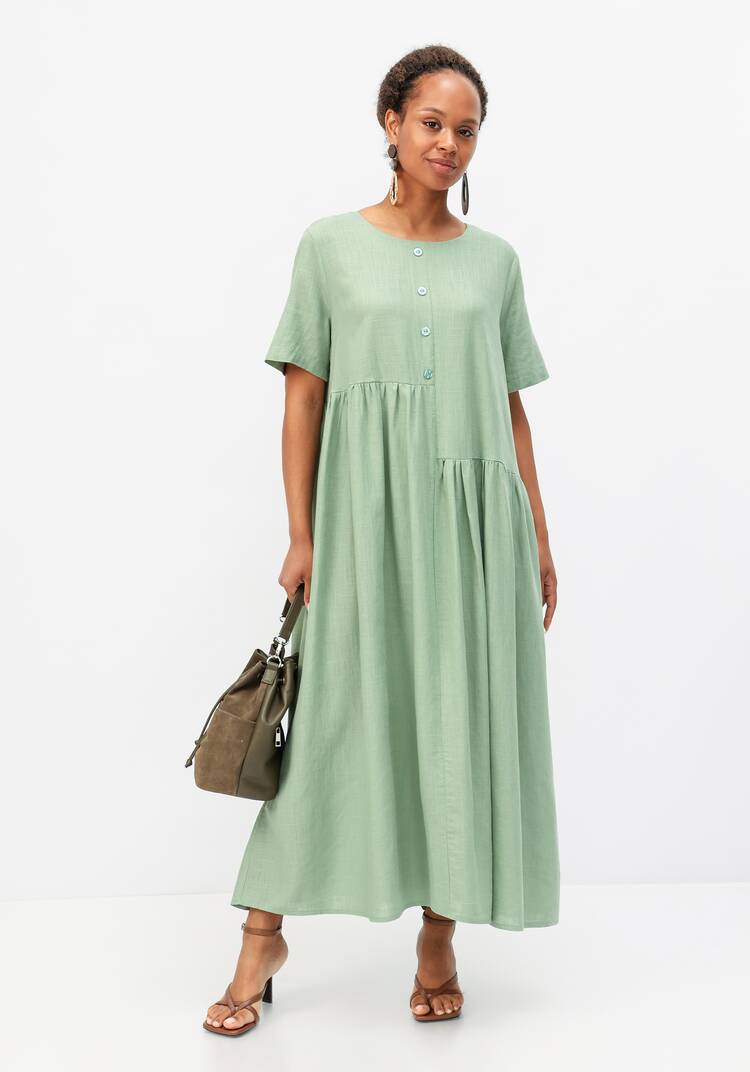 Платье с декоративной планкой и пуговицами шир.  750, рис. 17