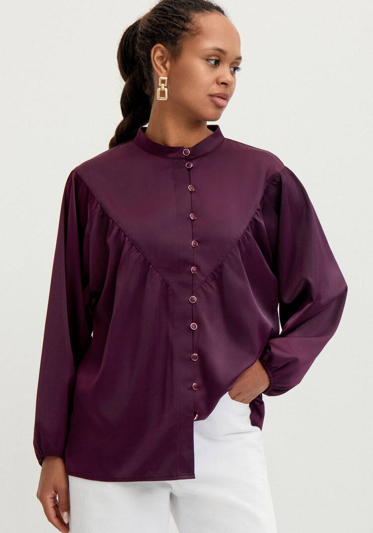 Блуза шелковая с кокеткой шир.  750, рис. 9