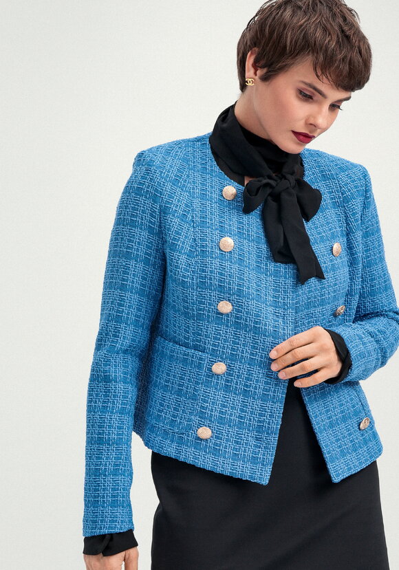 Пиджак двубортный твидовый шир.  580, рис. 16