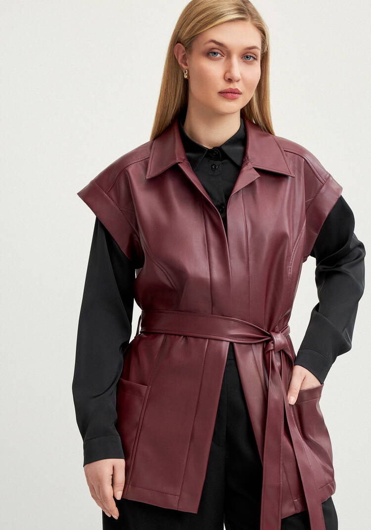 Жилет из эко-кожи на запах шир.  750, рис. 25