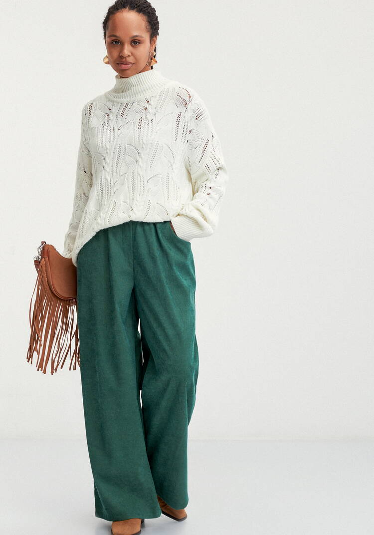 Брюки вельветовые широкие на резинке шир.  750, рис. 15