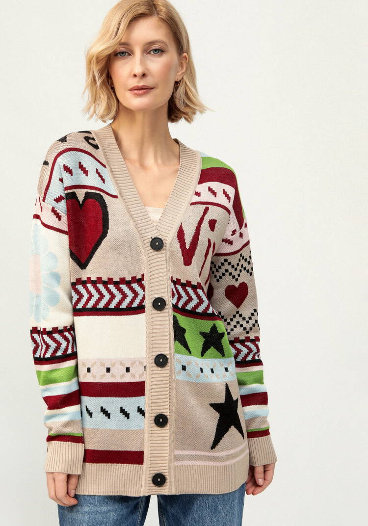 Кардиган удлиненный с ярким рисунком шир.  750, рис. 4