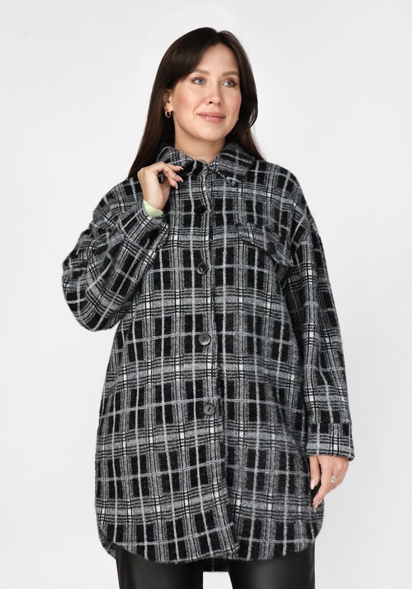 Полупальто на пуговицах с принтом шир.  580, рис. 1