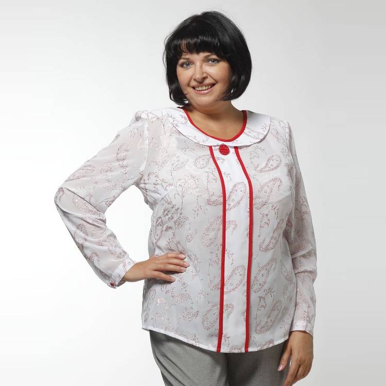 Блуза шифоновая с контрастным кантом шир.  750, рис. 2