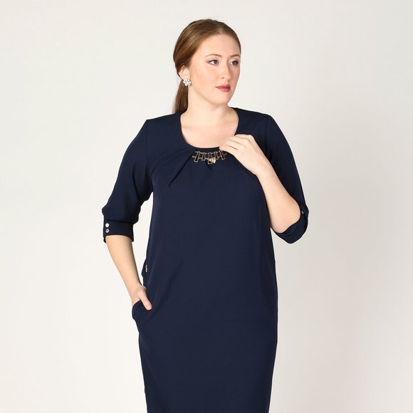 Платье-миди с карманами и украшением шир.  580, рис. 2