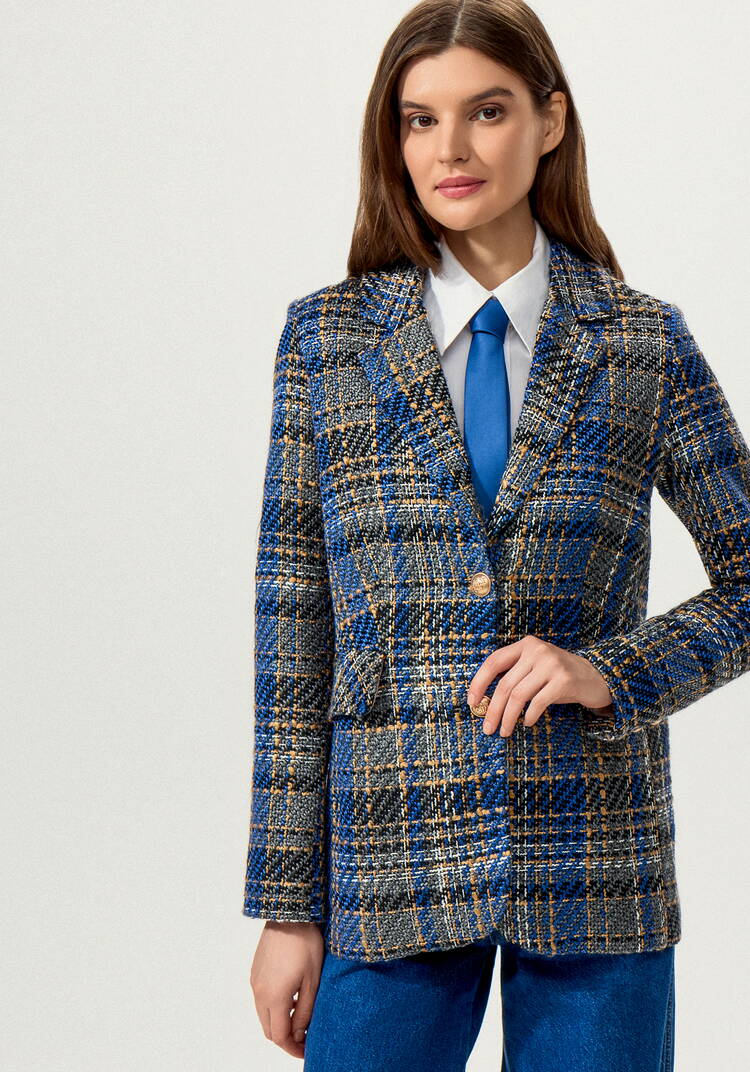 Пиджак из твида в клетку на подкладе шир.  750, рис. 23