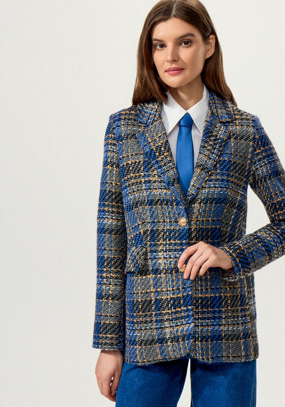 Пиджак из твида в клетку на подкладе шир.  580, рис. 23