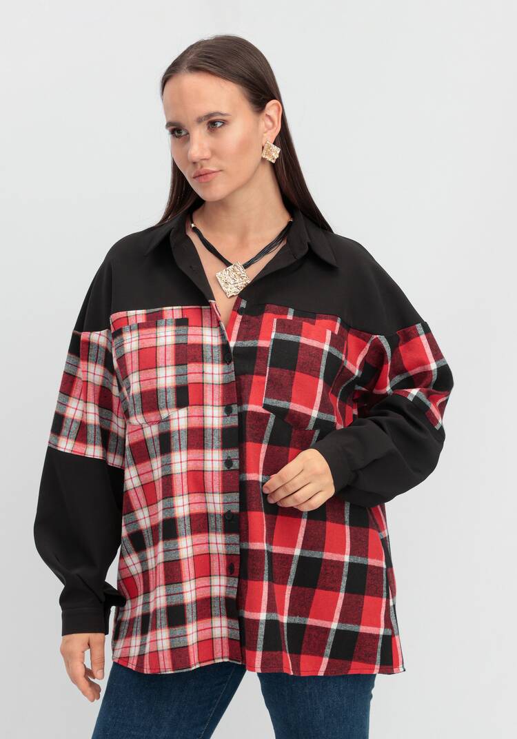 Рубашка из комбинированной клетки шир.  750, рис. 9