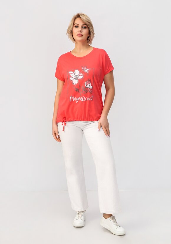 Блуза с цветочным принтом и кулиской по низу шир.  580, рис. 14