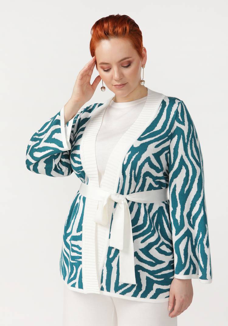 Кардиган с анималистическим рисунком и поясом шир.  750, рис. 5