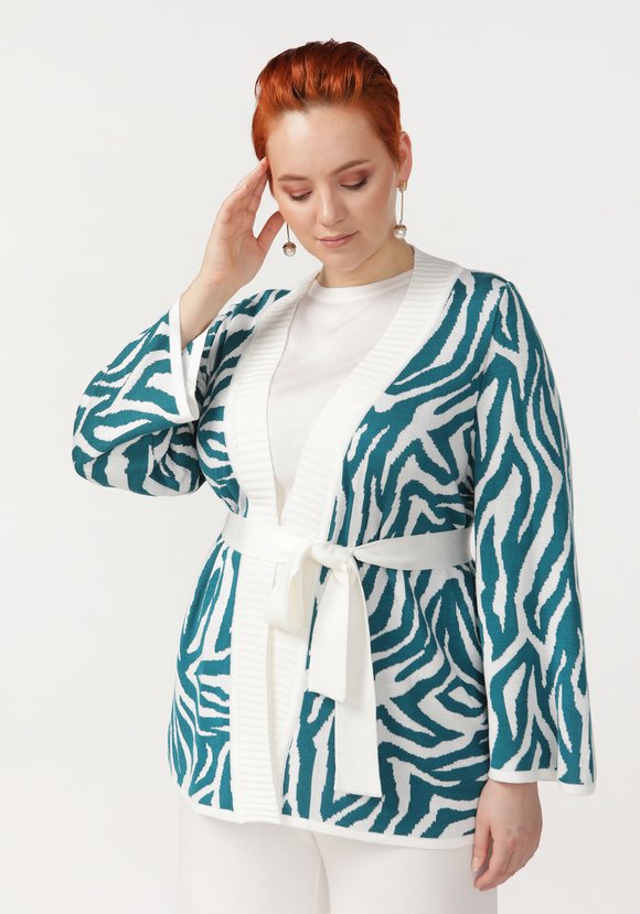 Кардиган с анималистическим рисунком и поясом шир.  580, рис. 5