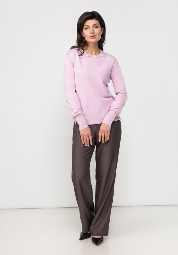 Джемпер с декором из жемчуга по горловине шир.  580, рис. 19