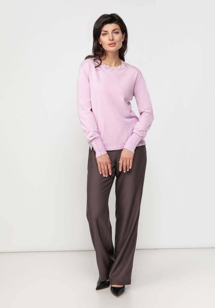 Джемпер с декором из жемчуга по горловине шир.  750, рис. 19