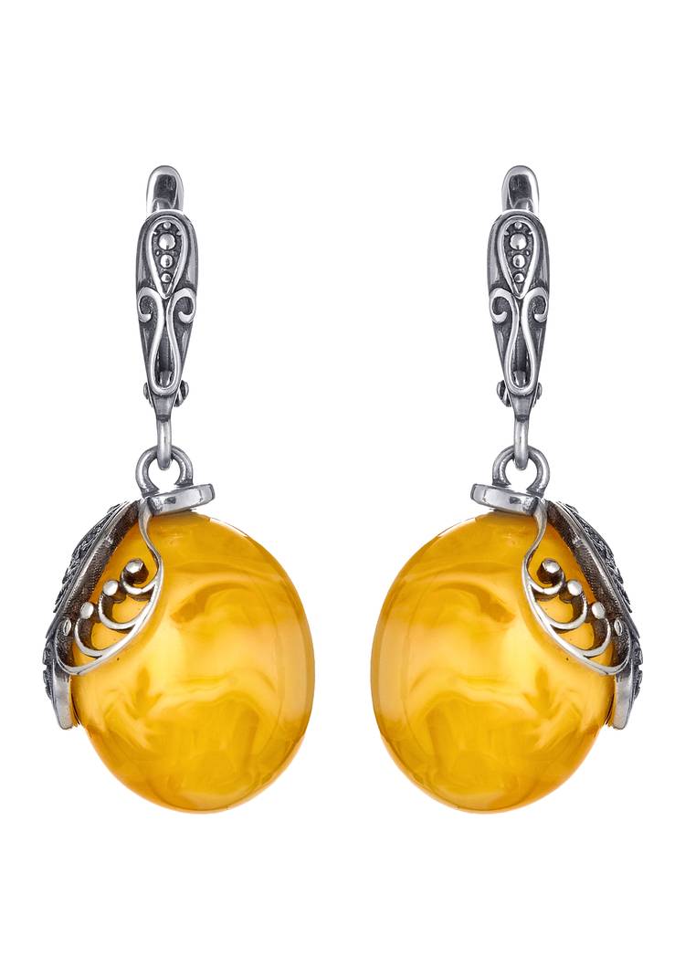 Серьги Королевский мед шир.  750, рис. 1