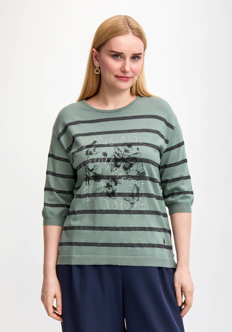 Блуза в полоску с принтом шир.  750, рис. 9