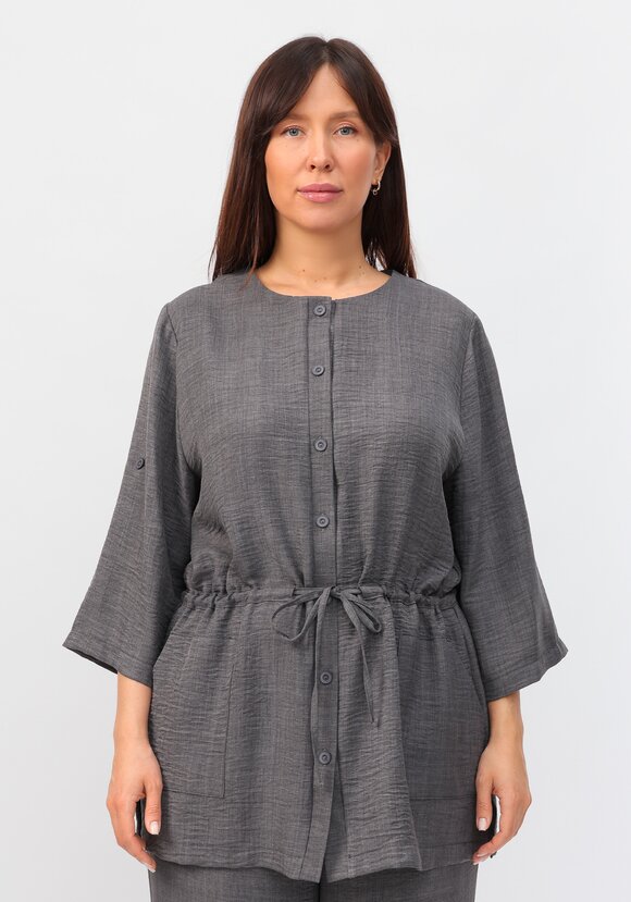 Кардиган на пуговицах с кулиской по талии шир.  580, рис. 52