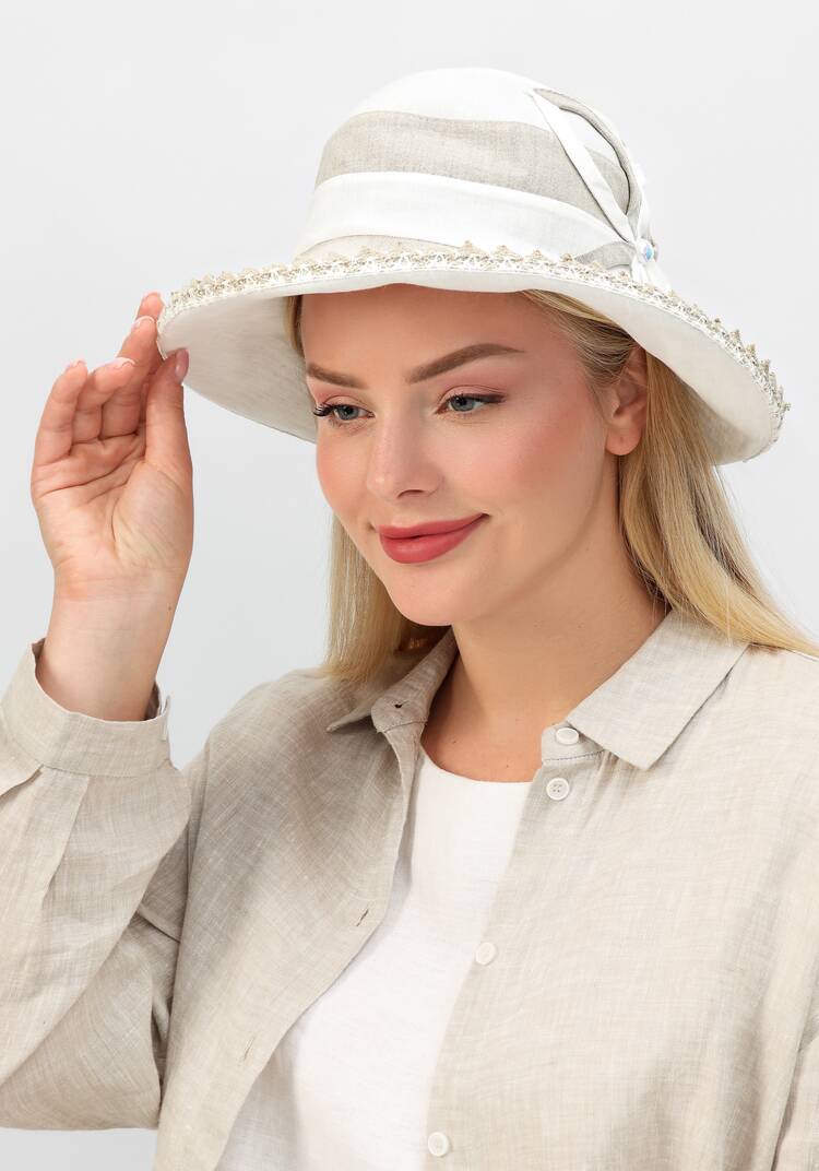 Шляпка из льна Нежный цветок шир.  750, рис. 5