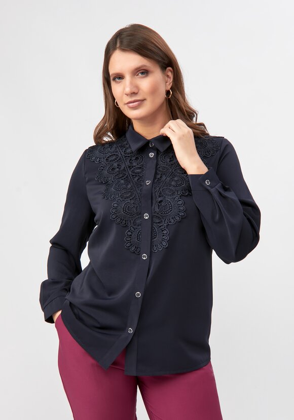 Блуза прямого кроя с ажурным кружевом шир.  580, рис. 35