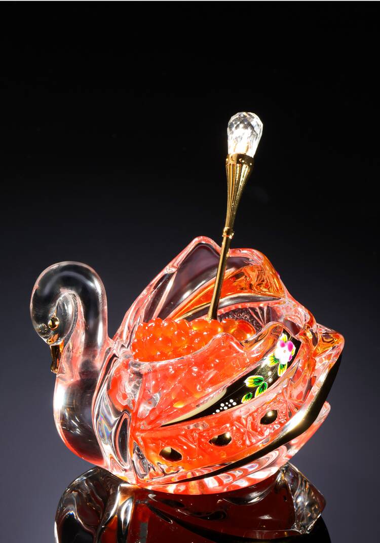 Икорница с ложкой Лебедь шир.  750, рис. 6