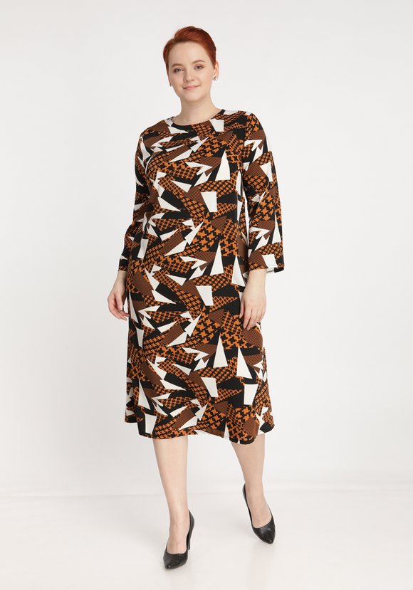 Платье с ярким геометрическим принтом шир.  580, рис. 1