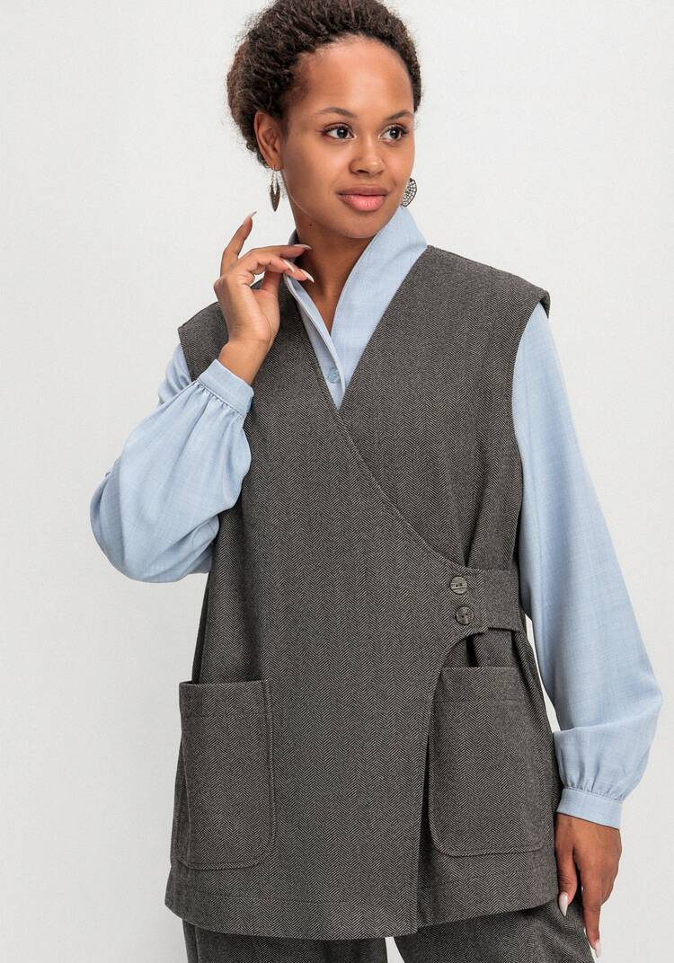 Жилет на запах свободного кроя шир.  750, рис. 9