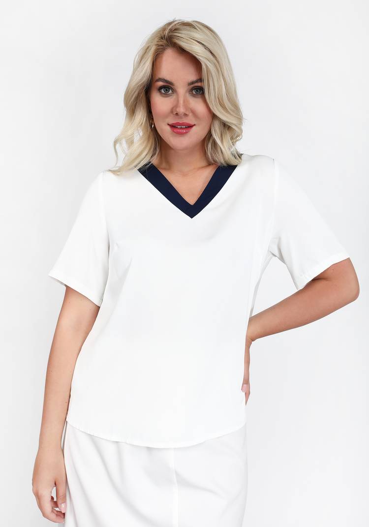 Блузка с контрастной планкой шир.  750, рис. 3