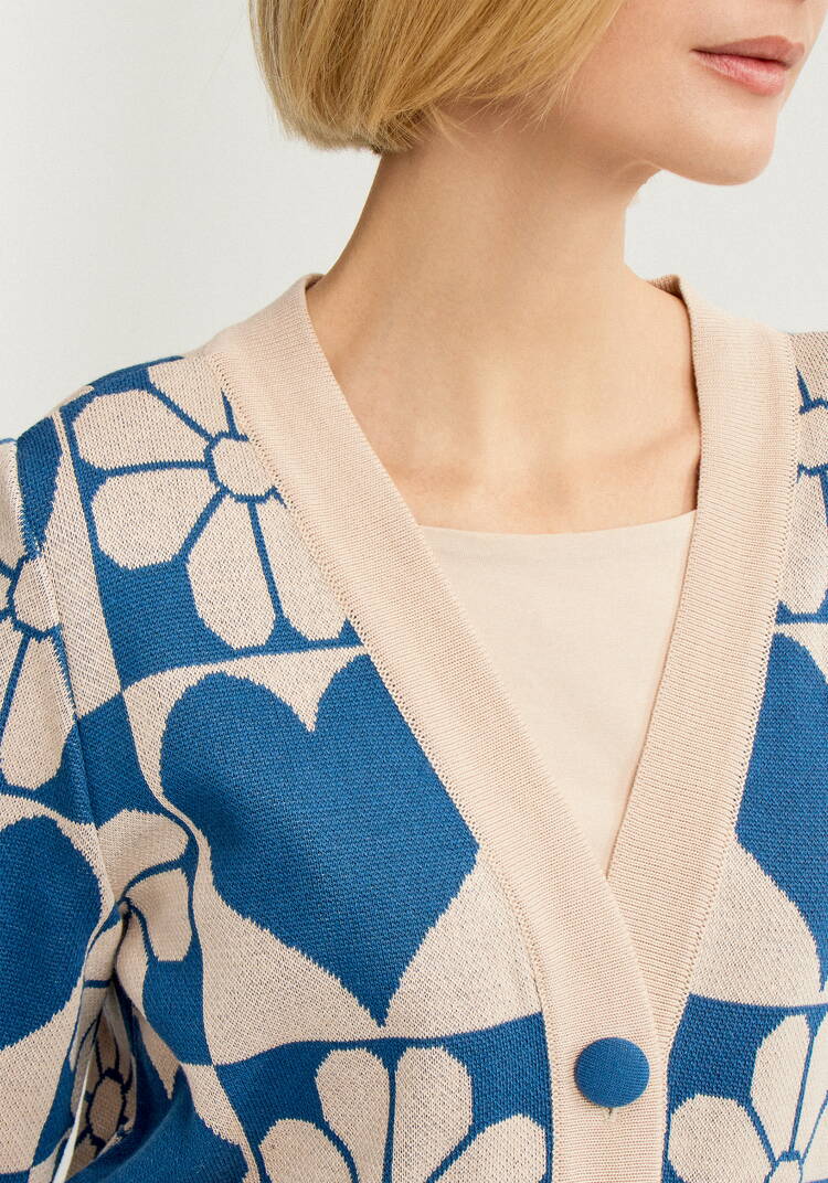 Кардиган прямой на пуговицах с рисунком шир.  750, рис. 13