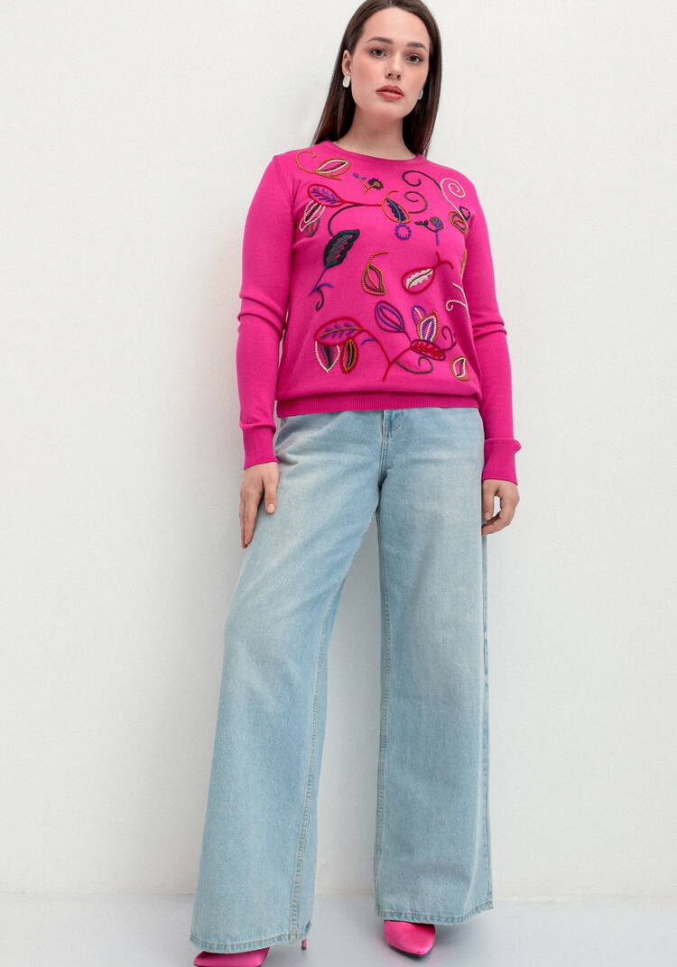 Джемпер с яркой абстрактной вышивкой шир.  750, рис. 14