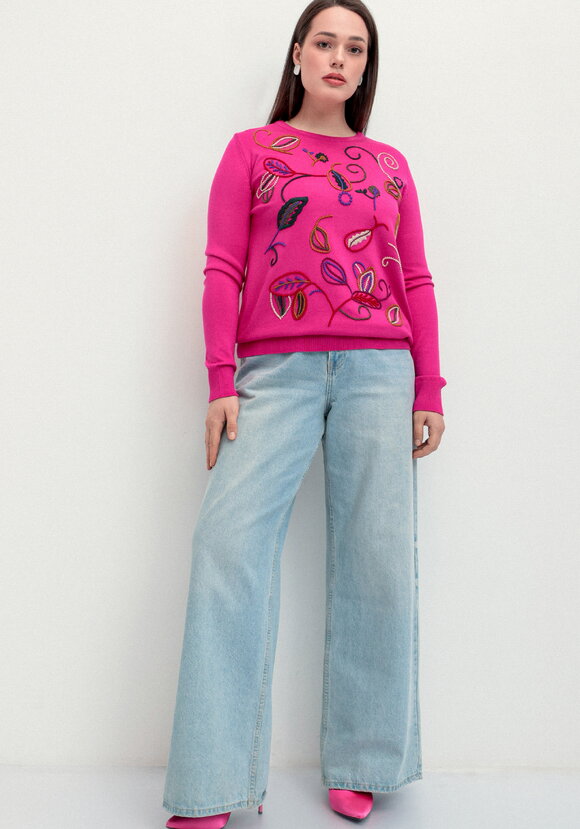 Джемпер с яркой абстрактной вышивкой шир.  580, рис. 14